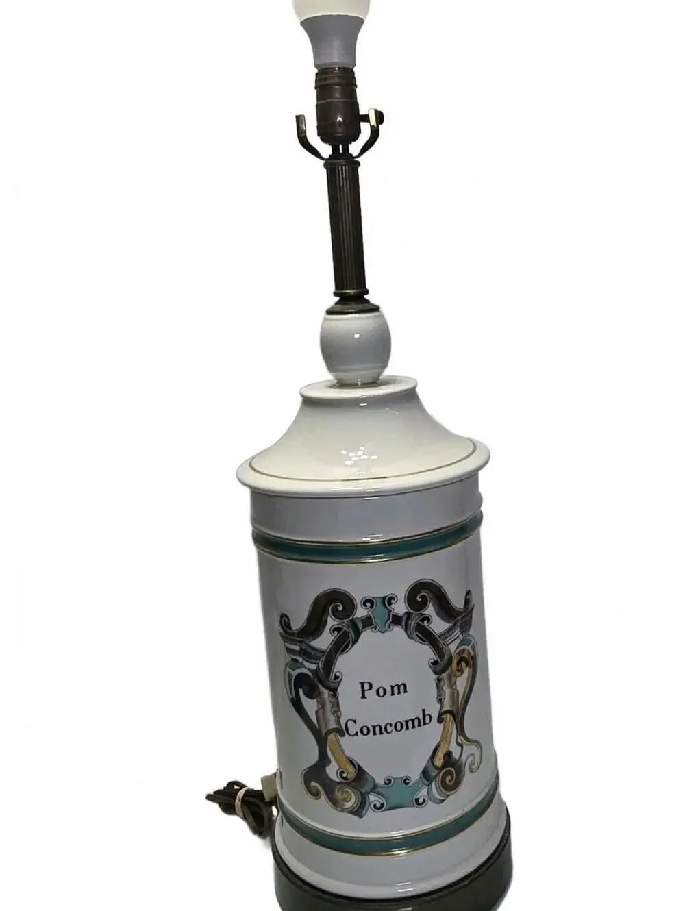 Vintage French Apothecary Pom Concomb Ceramic Table Lamp Large Working 28